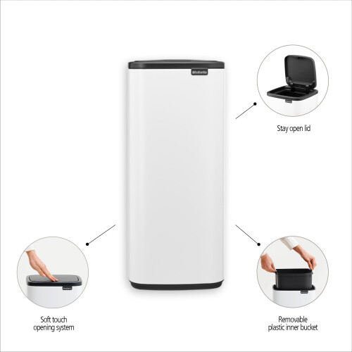 Brabantia Brabantia Bo Touch Bin 30L (Matt Black), Space-Efficient and Rectangular Waste Bin with Soft-Touch Opening System 2