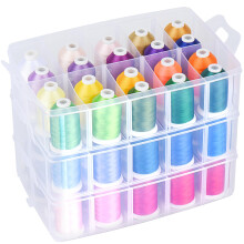Simthread Machine Embroidery Thread Polyester 63 Colors with Plastic Storage Box for Embroidery Sewing Machines