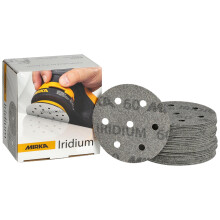Mirka Abrasive Sheets Iridium 90mm Hook & Loop 60 Grit 50 Pack