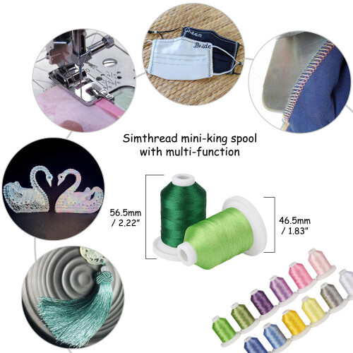 Simthread Embroidery Machine Thread 63 Brother Colors 800 Yards Snap Spools 1