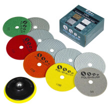 POLISHSURF 5 Inch Diamond Concrete Polishing Pads Wet Dry Set 6 Pieces for Quartz Marble Stone Countertop Concrete Granite Polishing