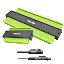 Tracer Contour Gauges and Deep Hole Construction Pencil Set. 130mm (5”) & 250mm (10”) Precise Profile Tools. 2 x Gauges and Carpenters Pencil Set