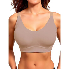 Duimens Convertible Multi Wear Back Seamless  Size Lift Support Wireless Bra Kaki L