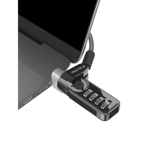 Multplx Universal Laptop Security Lock | Includes Anchor Adapter | Compatible With All Laptops | 1.7m Length | Strong Steel Security Cable