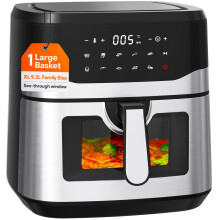 Nyxi 9.2L, XXL Air Fryer Family Size with Viewing Window, Single Basket, 9 Presets, Digital Display, Adjustable Temperature & Timer, Non-Stick Tray