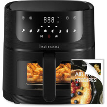 HAIMEEC Air Fryer 4L, 8 cooking options, Visual Window, Max temp 220C, Nonstick Basket, Digital touchscreen, Easy clean, Shake Reminder