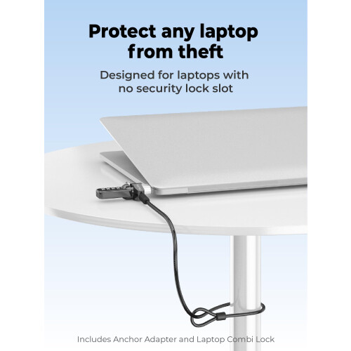 Multplx Universal Laptop Security Lock | Includes Anchor Adapter | Compatible With All Laptops | 1.7m Length | Strong Steel Security Cable 1