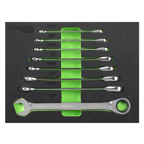 Sealey Sealey S0984 Imperial Combination Ratchet Spanner Set, Silver, 8 Pieces 2