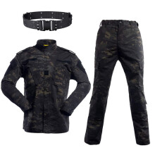 Men's Tactical Camouflage Combat Set with Belt, Ripstop Jacket & Trousers for Hunting Shooting Airsoft