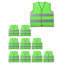 Adigau High Vis Safety Vests Reflective V-Shaped Kids' Hi-Viz Jackets 10 Pack Green XS