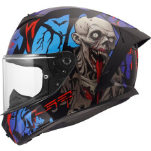 LS2 FF820 Rapid 3 Full Face Motorcycle Crash Helmet - Zombie - Black Red Blue - S (55 - 56cm)
