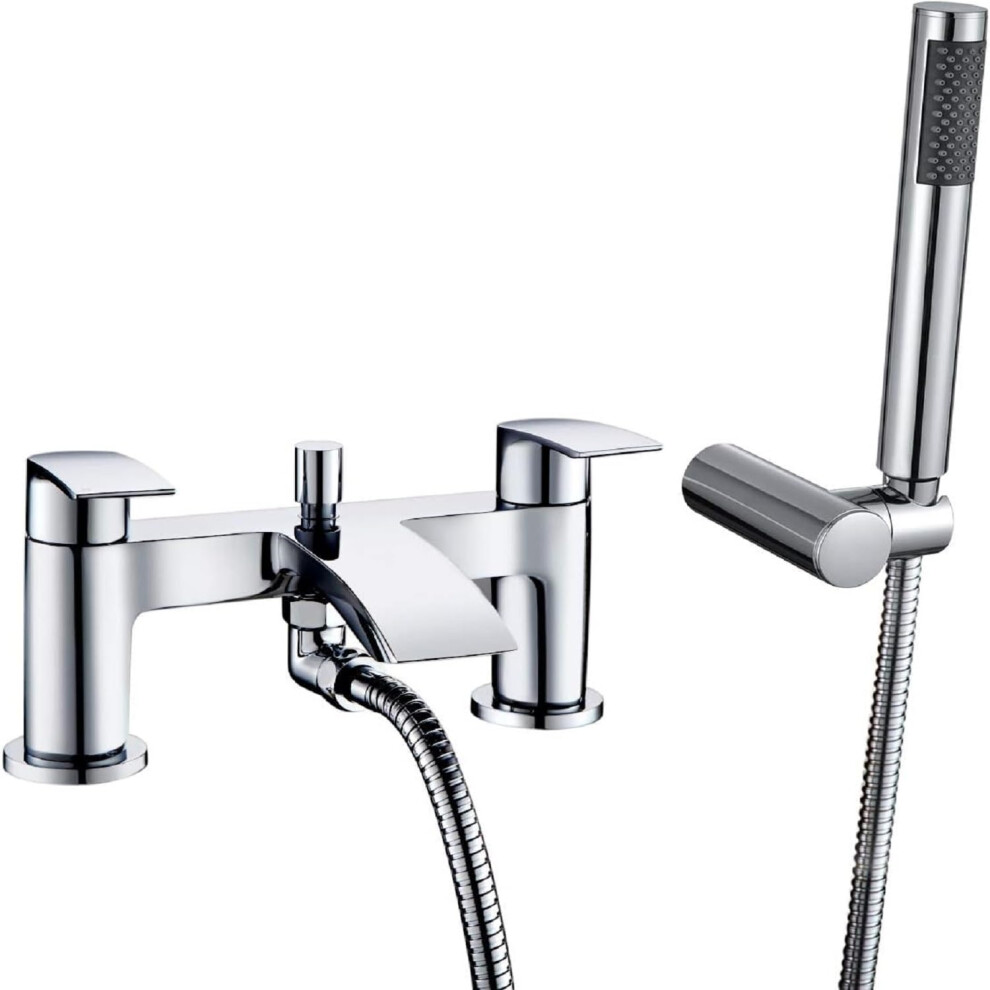Hapilife Bath Mixer Taps Waterfall With Handheld Shower Head Bathroom Bathtub Tap With Shower Attachment Deck Mount Chrome Brass Tub Taps Monobloc 5051227910974