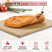 Unicook Square Pizza Stone 30.5cm, Heavy Duty Ceramic Baking Stone for Oven, BBQ and Grill, Ideal for Making Crisp Crust Pizza, Bread