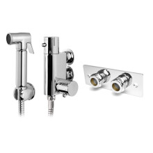 Xcel Home Quality Thermostatic Chrome Brass Bidet Douche All in One Set with Wall Plate | Muslim Shattaf Shower Head | Hygiene Toilet Spray Cleaner