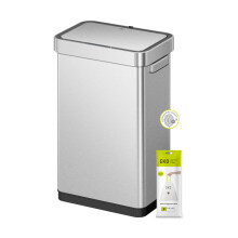 EKO Deluxe Mirage T 50L Motion Sensor Bin, Large Touchless Fingerprint-Resistant Rectangular Rubbish Bin, Silent Soft-Close & Stay-Open Lid