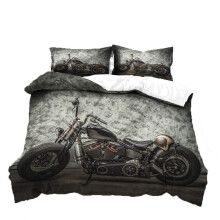 Loussiesd Kids Boys Vintage Motorcycle Duvet Cover King Size 3D Motorcycle Decor Bedding Set Ultra Soft Motorbike Printed Comforter Cover for Adult