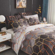 Dencalleus Geometric Printed Duvet Cover Set, Brushed Microfibre Nordic Soft Quilt Covers with Corner Ties, King Size