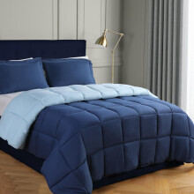 HIG 3 Pieces Navy Reversible Coverless Duvet King - 240 x 220cm - OEKO-TEX Certified - 10.5 Tog Duvet with Corner Tabs