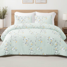 Exclusivo Mezcla Coverless Duvet Set with 2 Pillowcases, 7.5 Tog King Size Reversible Duvet All Seasons with Flower Pattern, Lightweight and Warm