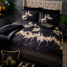 Laurence Llewelyn-Bowen - Oriental Crane Bird Duvet Cover - King Bedding Size (230 x 220cm) - Soft 100% Cotton - 2 Pillowcases