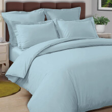 Pizuna Cotton Percale Single Duvet Cover Set Baby Blue, 100% Long Staple Combed Cotton Duvet Cover Single 140x200 cm