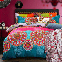 Bohemian Duvet Cover Set King Size Lightweight Microfiber Bohemia Retro Printing Bedding Comforter Set Ethnic Vintage Floral Duvet Cover Bohemia