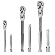 6pcs Flex Ratchet Set 1/4 Inch 3/8 Inch 1/2 Inch Drive Swivel Ratchet Wrench with Extension Bar 72 Tooth