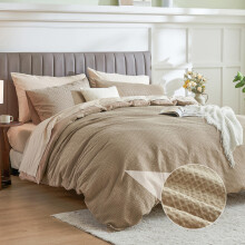 Simple&Opulence Waffle Duvet Cover King Size, 100% Cotton Waffle Bedding with 2 Pillowcases, Soft Breathable Seersucker Quilt Cover Set