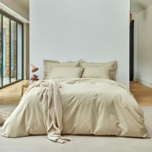 Christy 200TC Organic Super King Duvet Cover Set | Hazelnut Beige | 100% Certified Organic Cotton Bedding | Super Soft and Smooth Bed Linen