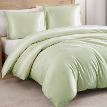 Duvet Cover Set 1000 Thread Count Egyptian Cotton - Soft Mineral Green, King Size with Button Closure