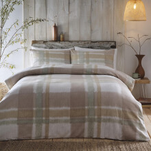 Appletree - Natural & Sage Green Flannelette Duvet Cover - King Bedding Size (230 x 220cm) - Super Soft 100% Brushed Cotton