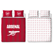 CHARACTER WORLD Arsenal FC Official Double Duvet Cover Set, Geometric Design | Red Reversible 2 Sided Football Bedding Cover Official Merchandise