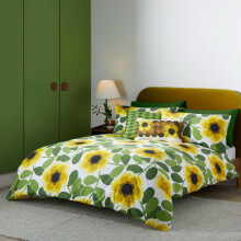 Orla Kiely Bedding - Giant Water Lily 100% Cotton Duvet Cover Set - Lemon Twist (Double (200cm x 200cm))