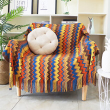 LumiSyne Knitted Throw Blanket Tassels Houndstooth Bohemian Check Soft Cozy Woven Blanket Sofa Throws Warm Armchair Cover Decorative Blanket For
