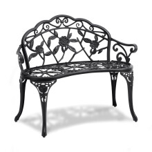 VEVOR Outdoor Metal Rose Bench, 38.8" Front Porch Furniture 2-Person Garden Bench with Cast Iron Cast Aluminium Frame,Antique Finish Chair for Garden