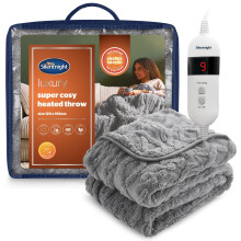 Silentnight Luxury Super Cosy Heated Throw -Thick Snuggly Soft Chunky Knit Jacquard Fleece Electric Blanket for Sofa Bed with 9 Heat Settings -Fast