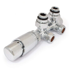 Hot Flow | Cascade Modern Twin TRV Chrome Thermostatic Radiator Valve (Straight & Angled) (Angled)