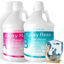 Puduo Epoxy Resin Crystal Clear Art 1 Gallon with Pump Kit for Coating, Casting, Art, Jewelry, Tabletop, Bar Top, Live Edge Tables