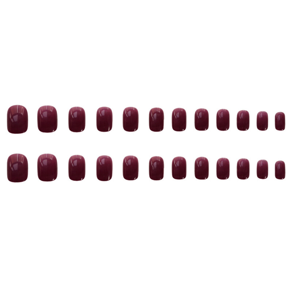 Dachuang Beauty (Jelly Glue Model) 24Pcs Wine Red Glossy Fake Nails For Women