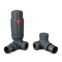 UK Radiators Anthracite Thermostatic Radiator Valve and Corner Lockshield Valve - Anthracite Matt Finish