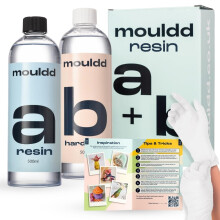 Mouldd 1L Epoxy Resin Kit - Crystal Clear Resin & Hardener for DIY Arts and Crafts - For Making Coasters, Jewellery, Trays, Table Top Coatings