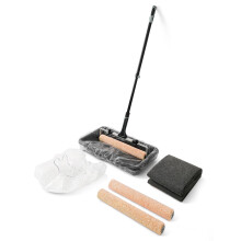 ROLLINGDOG 18 Inch Paint Roller Set -Large Paint Tray with 3PCS Tray Liners,Microfiber Paint Roller Sleeves(Pack of 3) with Roller Frame,Extension