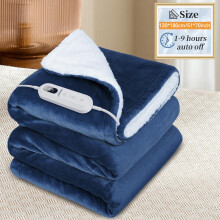Olycism Electric Heated Blanket with Auto Off Function Heated Throw Blanket 160x130cm with 9 Heat Levels and 10 Auto Off Timers Overheat Protection