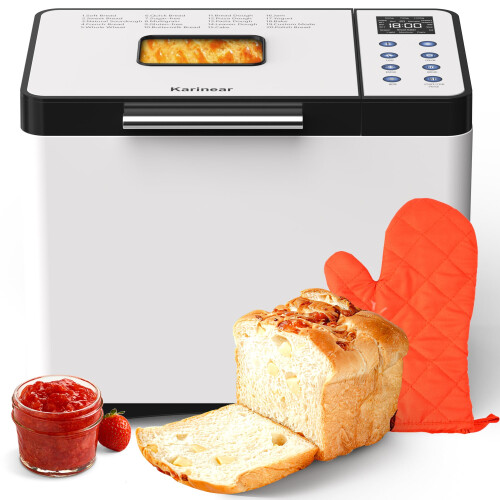 Karinear Bread Maker Upgrade 20 Function with Gloves 2LB with 15H Timer