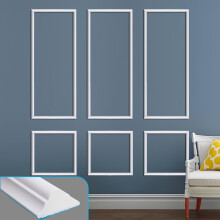 Premium Pre-Cut Wall Molding Kit Polystyrene Wainscoting Panels DIY Self-Adhesive 3D Accent Molding Trim Strips for Living Room, Bedroom