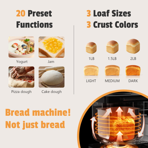 Karinear Bread Maker Upgrade 20 Function with Gloves 2LB with 15H Timer 2