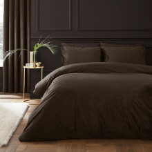 Catherine Lansfield Kingsley Matt Velvet King Duvet Cover Set Chocolate