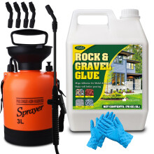 5L Gravel Glue with Sprayer, Fast Dry Water-Based Gravel Binder, Non-Toxic Long Lasting Mulch Glue for Pea Gravel Pebbles Bark Wood