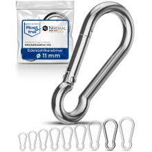 Niroxal 11 mm Stainless Steel Snap Hook – Heavy Duty Carabiner Clip – Marine Grade 316 – Spring Snap Hook – Pack of 10