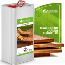 Nordicare Teak Oil for Garden Furniture 5L – Outdoor Wood Oil for Garden & Outdoor Furniture, Seals and Protects Against Drying Out, Easy to Apply